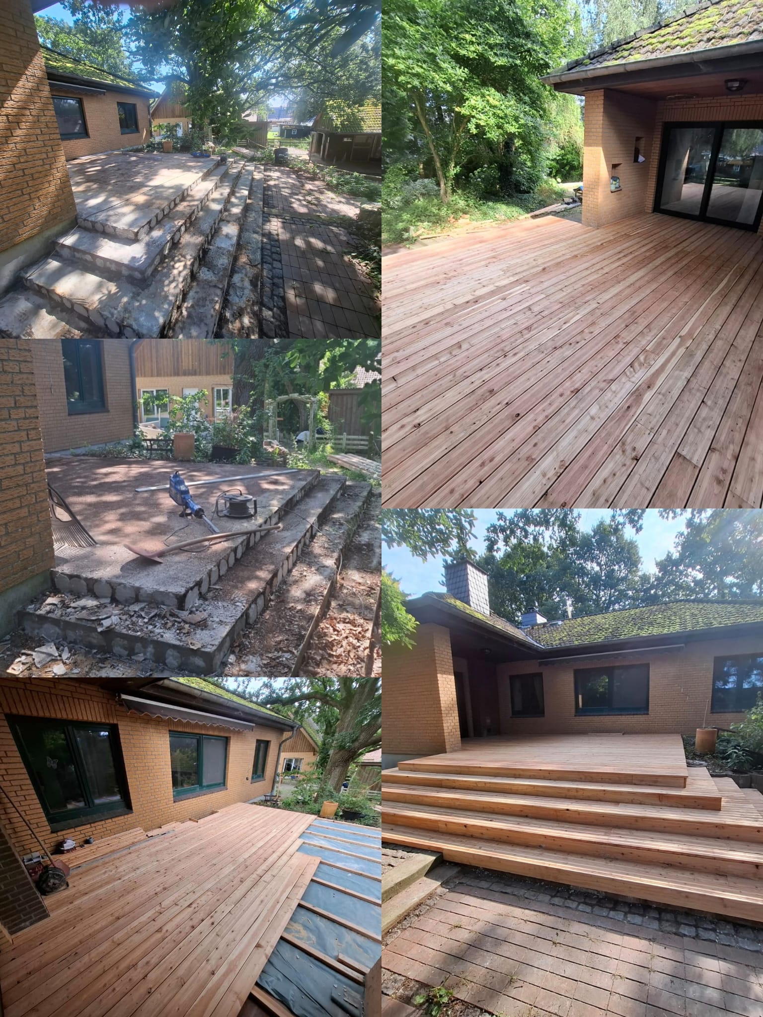 Holzterrasse Neubau mit Stufen