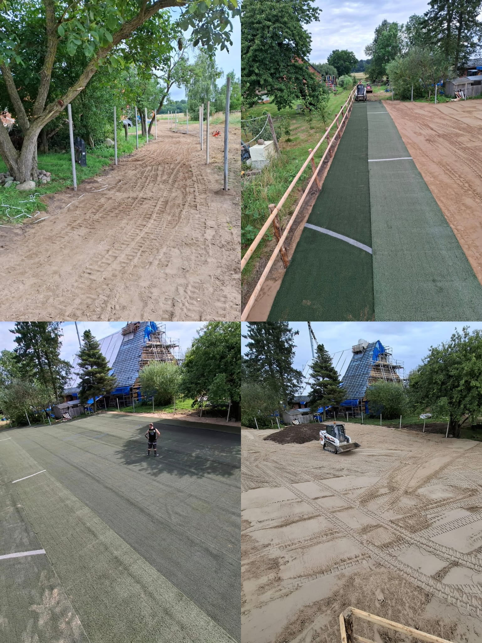 Reitweg mit Kunstrasenbelag vorher/nachher