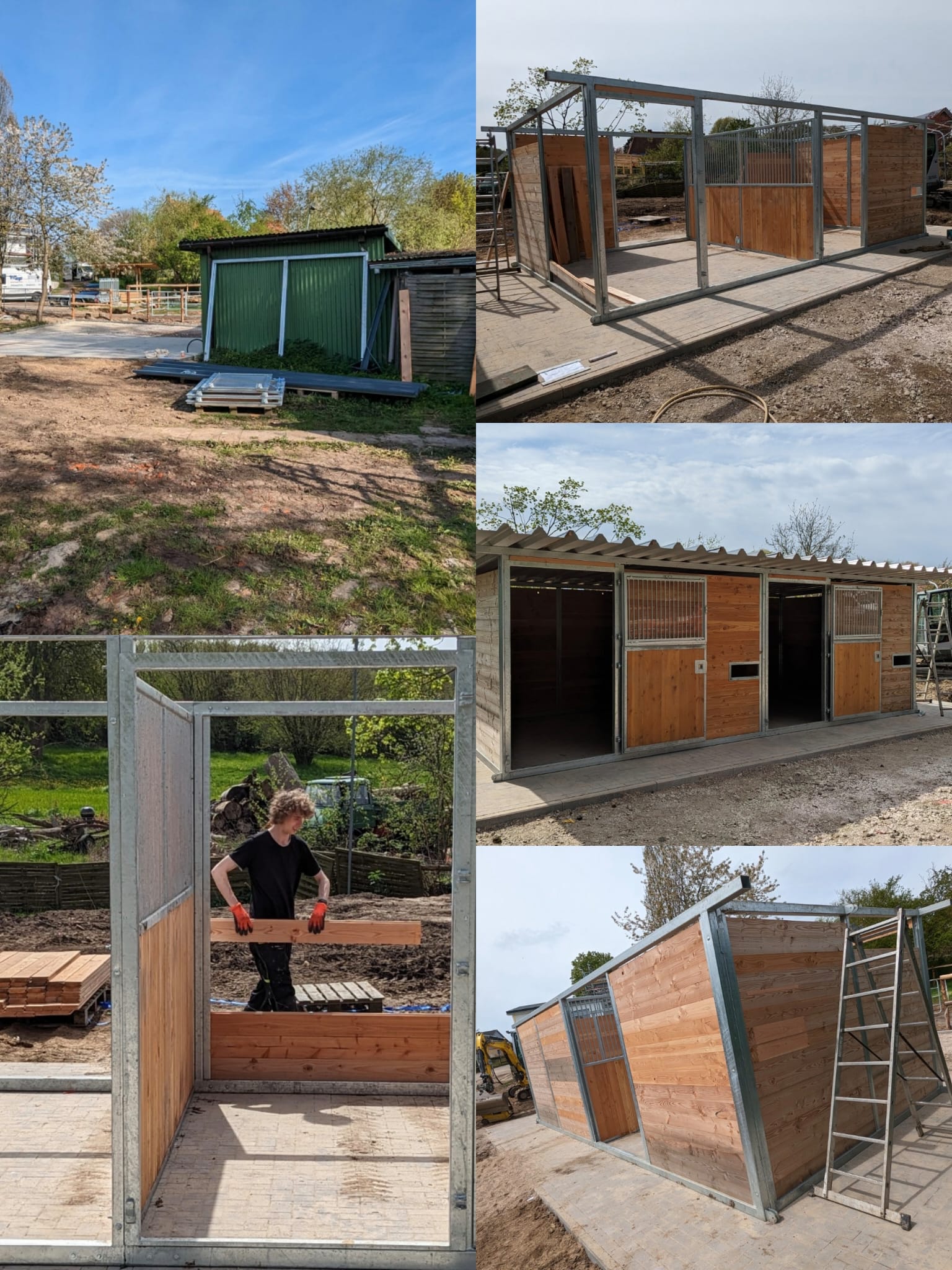 Stallneubau – Stahlrahmen und Holzverkleidung